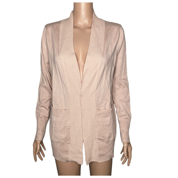 Voianlimo Sweater Womens Large Pink Open Front Long Cardigan - Picture 1 of 13